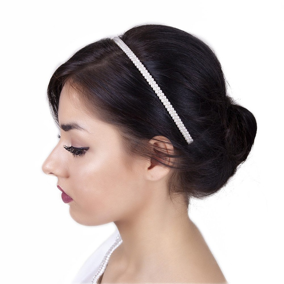 OZDOBA ŚLUBNA do włosów OPASKA perełki biała ŚLUB