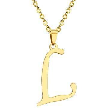 NASZYJNIK litera L STAL SZLACHETNA POZŁACANA