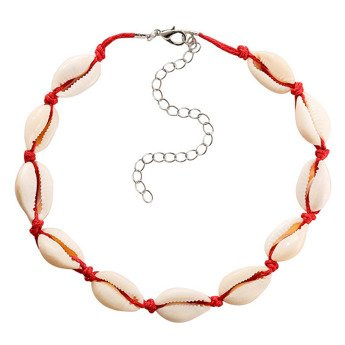 CHOKER naszyjnik damski Z MUSZELEK czerwony