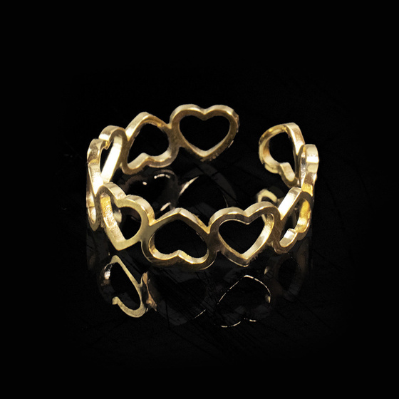 PIERŚCIONEK damski serce STAL SZLACHETNA POZŁACANA