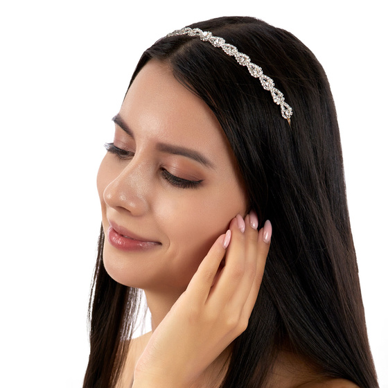 OZDOBA do włosów ŚLUBNA opaska elegancka diadem ślub CYRKONIE
