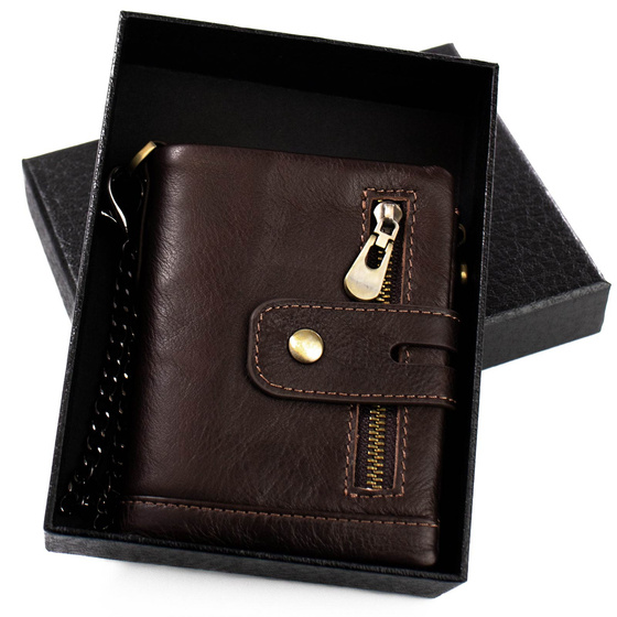 Alessio PORTFEL MĘSKI SKÓRA NATURALNA Block Kart RFID Pudełko PREZENTOWE