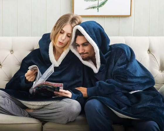 KOCOBLUZA KOC BLUZA CIEPŁA 2w1 GRUBA XXL FUTRZAK POLAR z kapturem OVERSIZE