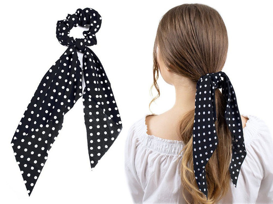 GUMKA do włosów APASZKA kropki CZARNA scrunchies