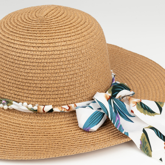 KAPELUSZ plażowy Alessio DAMSKI SŁOMKOWY kokarda letni SŁOMIANY DUŻE RONDO