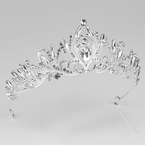 DIADEM Korona Tiara MISS GLOW ŚLUBNY srebrny cyrkonie KRYSZTAŁY