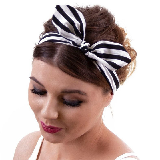 OPASKA DO WŁOSÓW na gumce PIN UP kokarda paski