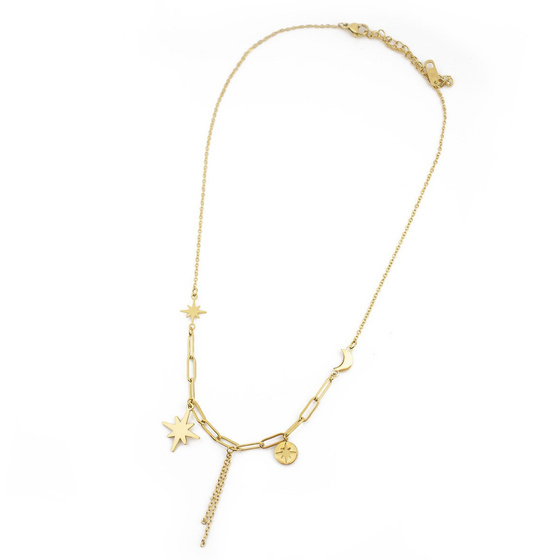 Naszyjnik STAL SZLACHETNA POZŁACANA boho DŁUGI