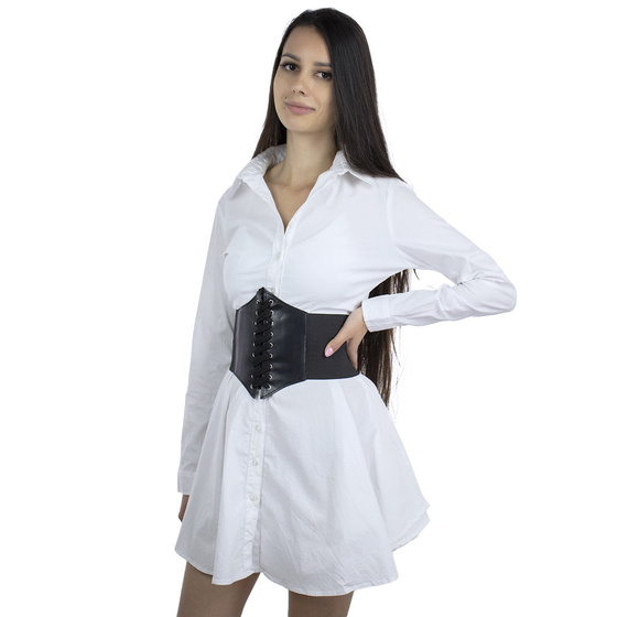 PASEK pas szeroki GORSET czarny GUMOWY SZNUROWANY rozmiar S