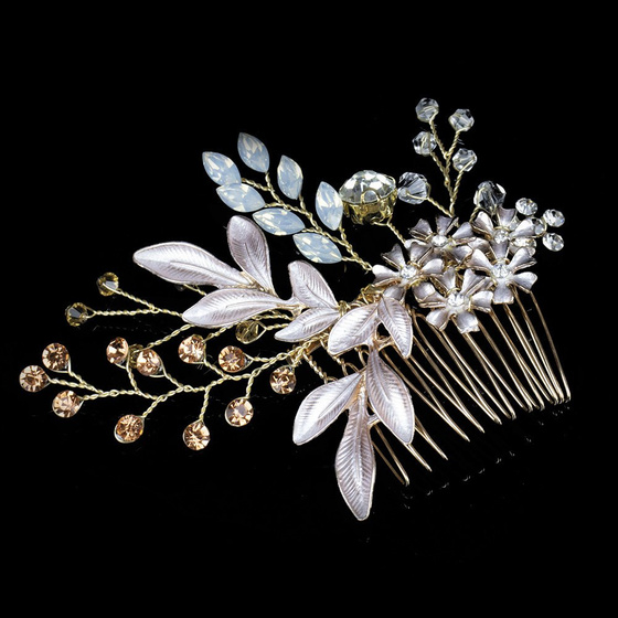 OZDOBA do włosów ŚLUBNA grzebyk CYRKONIE złota