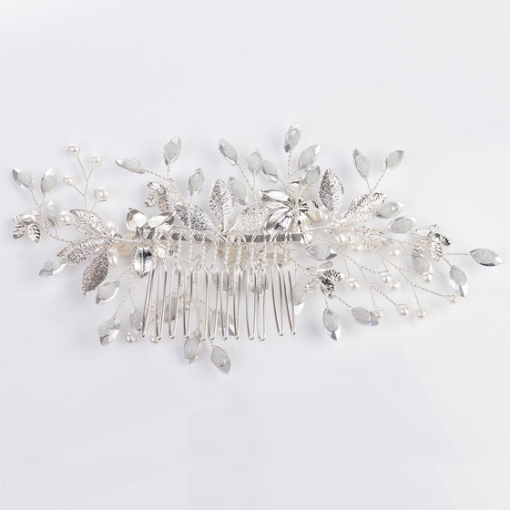 Ozdoba ślubna do włosów GRZEBYK ŚLUB KRYSZTAŁKI KWIATY