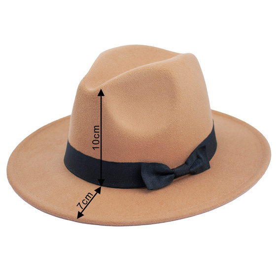 Kapelusz KLASYCZNY damski panama kokardka FILCOWY