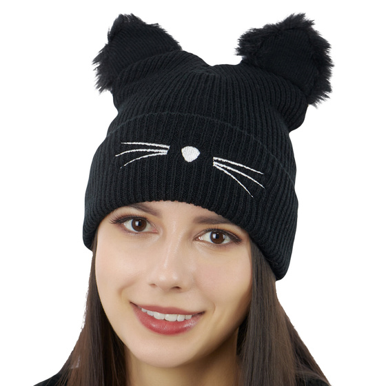 CZAPKA zimowa KOCIE USZY damska ciepła kot MŁODZIEŻOWA