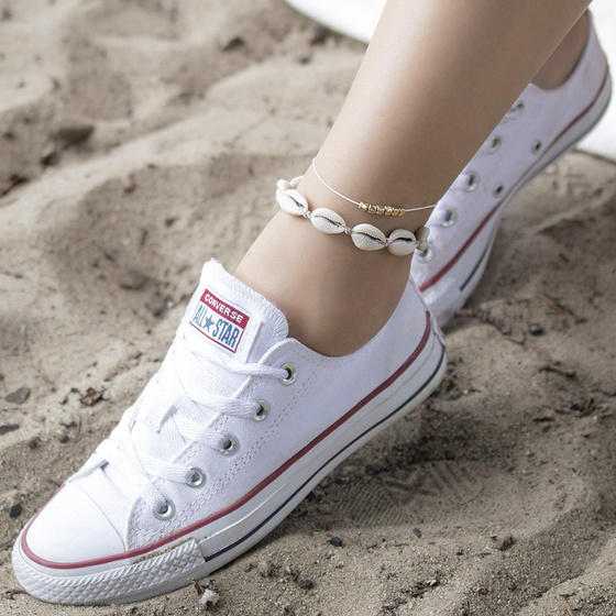 BRANSOLETKA NA NOGĘ zestaw MUSZLE muszelki ZŁOTA