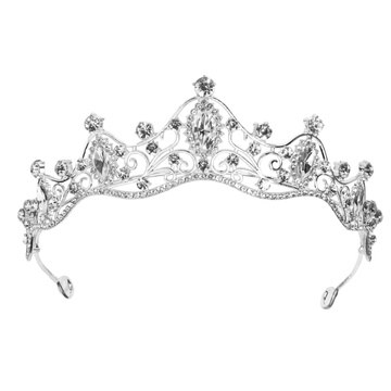 DIADEM OZDOBA do włosów KORONA ŚLUBNA srebrna Ślub Panieński