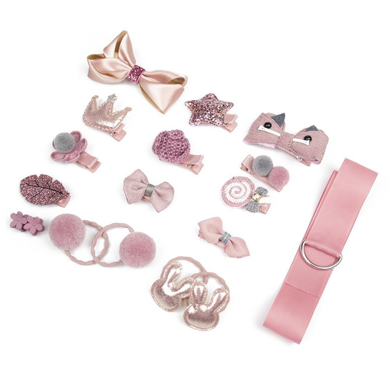 ZESTAW DLA DZIEWCZYNKI różowy SPINKI gumki PREZENT