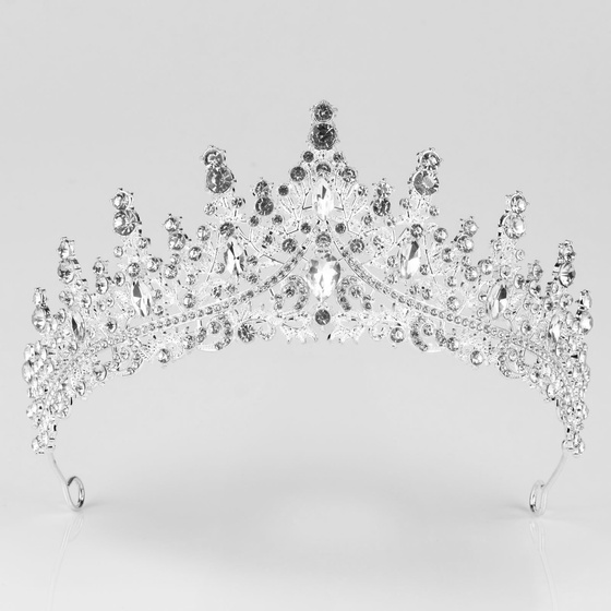 DIADEM Korona Tiara MISS GLOW ŚLUBNY srebrny cyrkonie KRYSZTAŁY