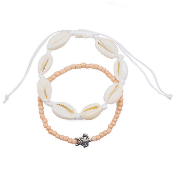 Bransoletka na nogę ZESTAW muszelki boho