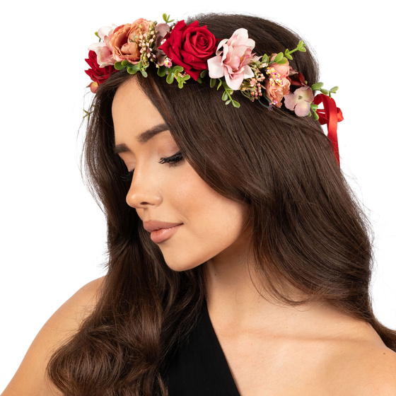 WIANEK na głowę Miss Glow BOHO ślubny PANIEŃSKI kwiaty REGIONALNY FOLK