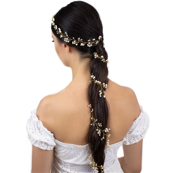 OZDOBA DO WŁOSÓW długa ŚLUBNA ZŁOTA - 50cm