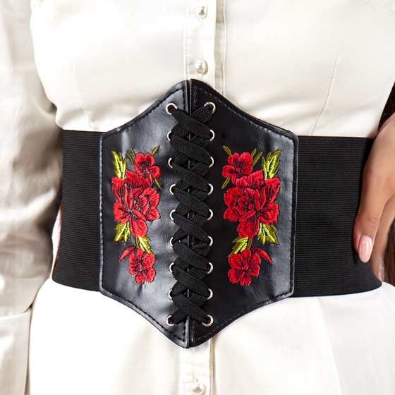 PASEK PAS GORSET szeroki Wiązany HAFT FOLK GÓRALSKI rozmiar S