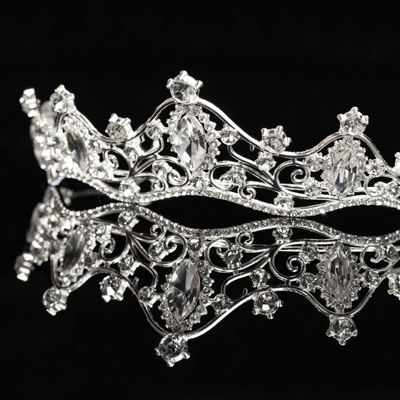 DIADEM OZDOBA do włosów KORONA ŚLUBNA srebrna Ślub Panieński