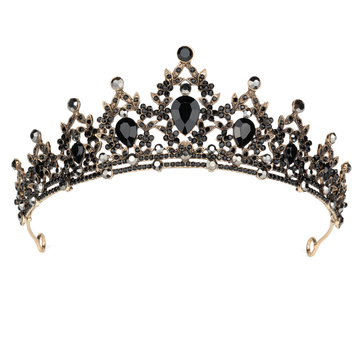 DIADEM Korona Tiara MISS GLOW Wieczorowy CZARNE cyrkonie KRYSZTAŁY