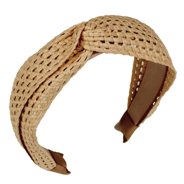 OPASKA DO WŁOSÓW szeroka ażurowa pleciona SŁOMIANA rattan rafia NA LATO