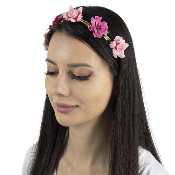 WIANEK na głowę opaska NA GUMCE panieński RÓŻOWY
