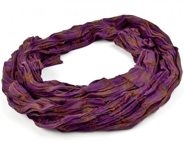 SZALIK damski W KRATKĘ fioletowy BAWEŁNA