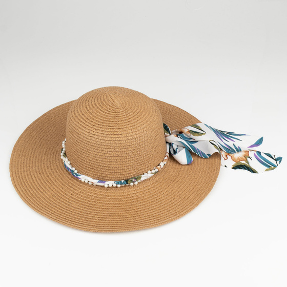 KAPELUSZ plażowy Alessio DAMSKI SŁOMKOWY kokarda letni SŁOMIANY DUŻE RONDO
