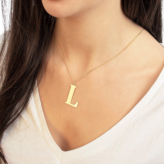 NASZYJNIK damski POZŁACANY 24k litera L duża