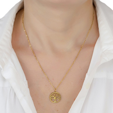 Naszyjnik drzewko STAL SZLACHETNA POZŁACANA