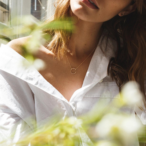 NASZYJNIK damski kółko STAL SZLACHETNA POZŁACANA