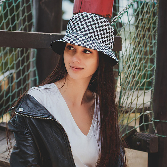 BUCKET HAT czapka dwustronna KAPELUSZ kratka