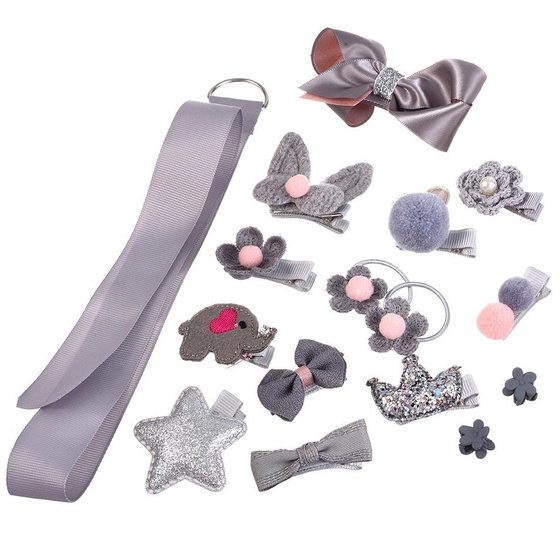 ZESTAW DLA DZIEWCZYNKI gumki spinki PREZENT szary