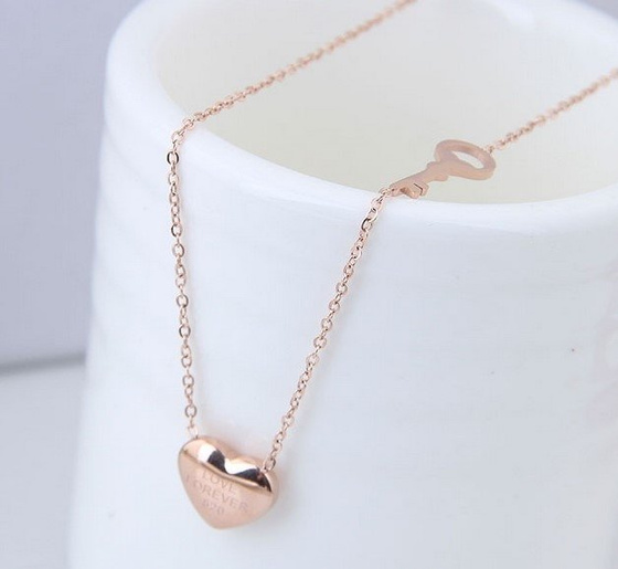 NASZYJNIK SERCE klucz STAL SZLACHETNA POZŁACANA