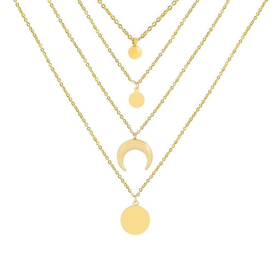 Naszyjnik zestaw STAL SZLACHETNA POZŁACANA księżyc