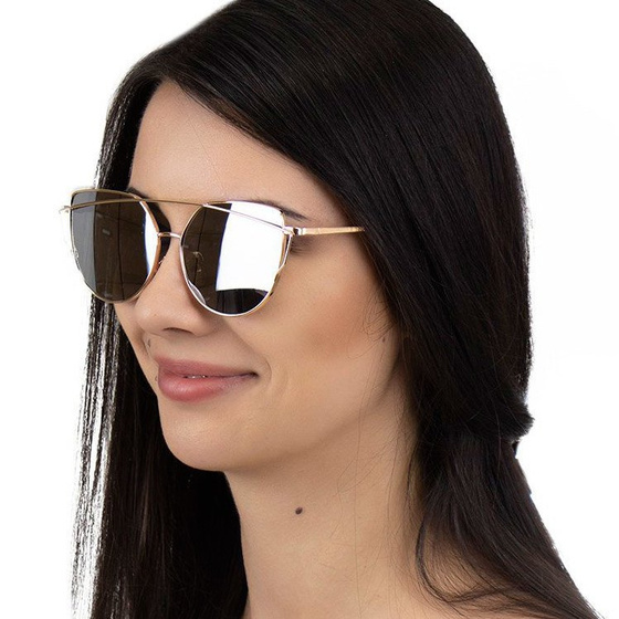 OKULARY PRZECIWSŁONECZNE damskie LUSTRZANKI złote