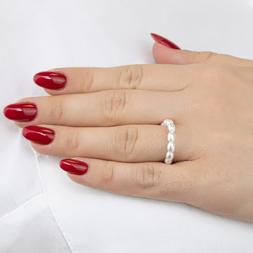 Pierścionek ELASTYCZNY uniwersalny PEREŁKI