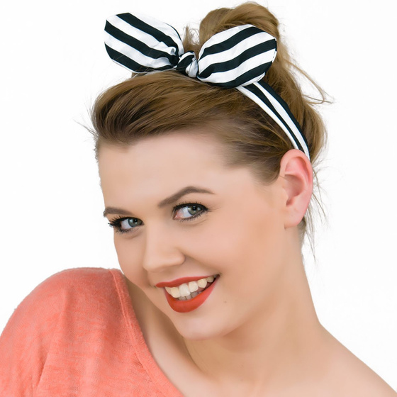 OPASKA DO WŁOSÓW na gumce PIN UP kokarda paski