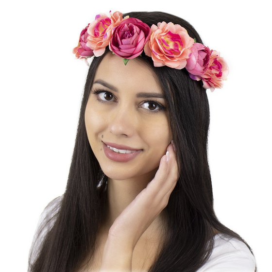 WIANEK NA GŁOWĘ piwonie KWIATY różowy ŚLUBNY