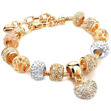 BRANSOLETKA MODUŁOWA charms ZŁOTA serduszko GOLD