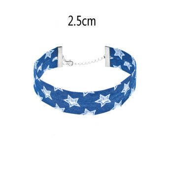 CHOKER w gwiazdki NIEBIESKI zapinany 2,5 CM