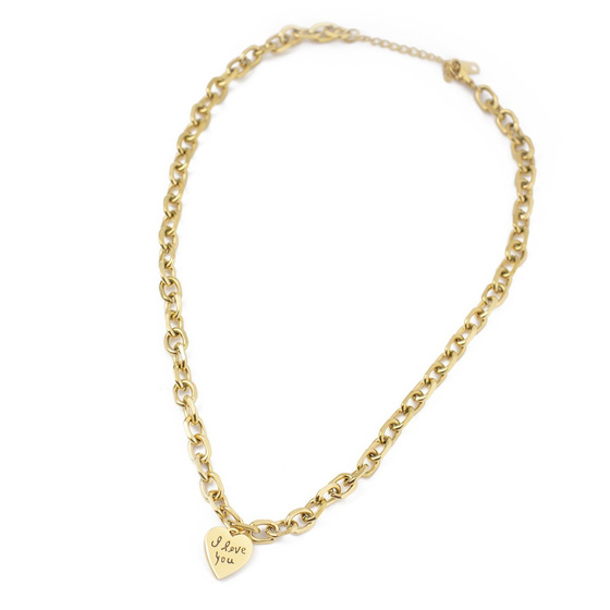 NASZYJNIK napis łańcuch STAL SZLACHETNA POZŁACANA