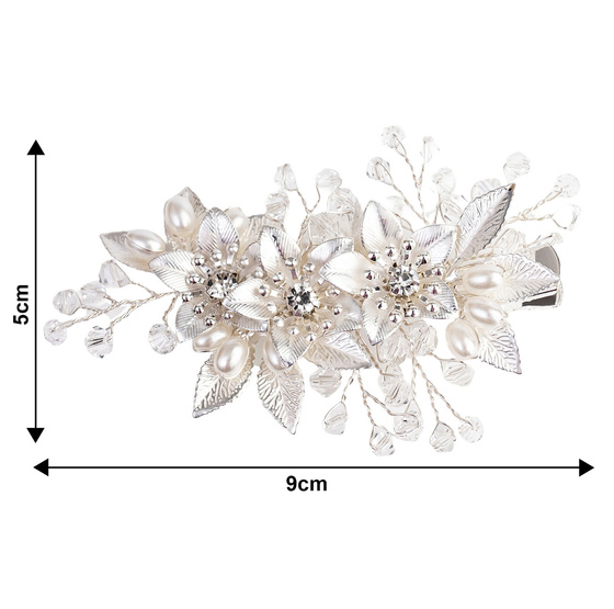 Ozdoba ślubna do włosów GRZEBYK ŚLUB KRYSZTAŁKI KWIATY