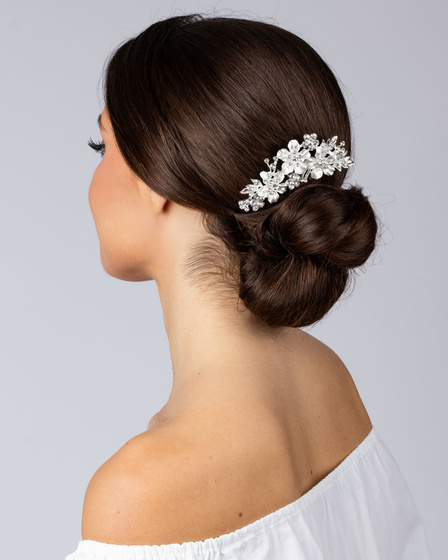 OZDOBA do włosów ŚLUBNA kwiatki cyrkonie GRZEBYK