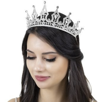 KORONA diadem KRYSZTAŁY tiara ŚLUBNA srebrna ŚLUB