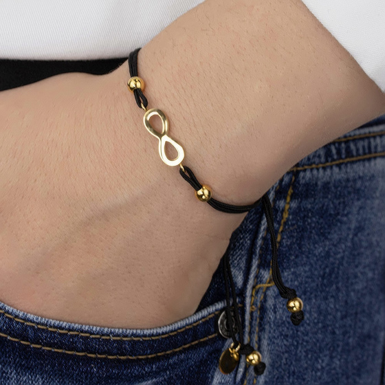 BRANSOLETKA sznurek STAL SZLACHETNA POZŁACANA