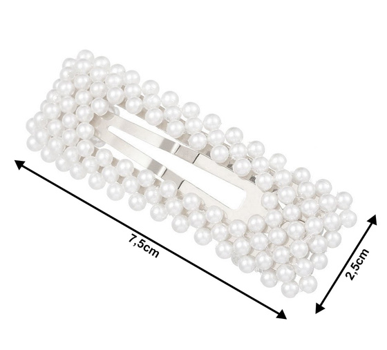SPINKA DO WŁOSÓW perełki PERŁY prostokątna SREBRNA